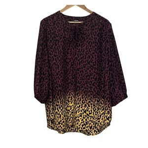 Torrid Women Top Long Sleeve Tunic Tie Animal Print Whimsigoth Dressy Size 3
